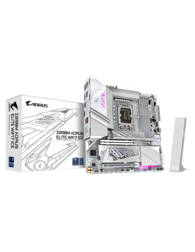 Gigabyte Z890M AORUS ELITE WIFI7 ICE LGA1851 plokštė – vaizdas kampu, kitas