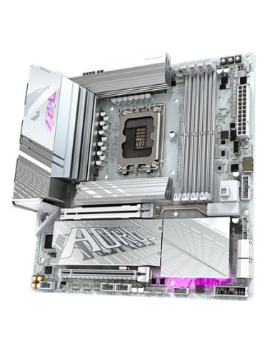 Gigabyte Z890M AORUS ELITE WIFI7 ICE LGA1851 plokštė – vaizdas kampu