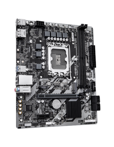 Gigabyte H810M K LGA1851 Micro-ATX pagrindinė plokštė – vaizdas kampu