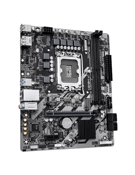 Gigabyte H810M K LGA1851 Micro-ATX pagrindinė plokštė – vaizdas kampu