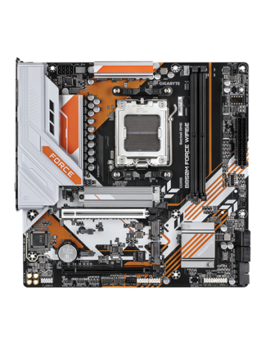 Gigabyte B850M FORCE WIFI6E AM5 pagrindinė plokštė – vaizdas iš viršaus