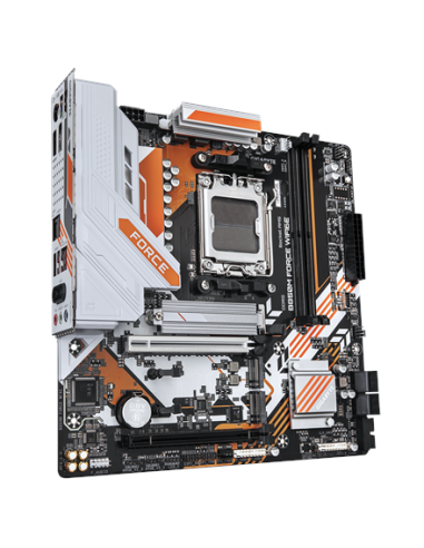 Gigabyte B850M FORCE WIFI6E AM5 pagrindinė plokštė – vaizdas kampu