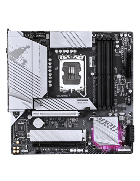Gigabyte B760M AORUS ELITE WIFI6E GEN5 LGA1700 plokštė – vaizdas iš viršaus