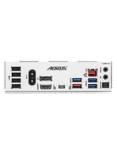 Gigabyte B760M AORUS ELITE WIFI6E GEN5 LGA1700 plokštė – galinės panelės jungtys