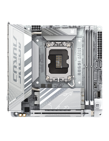 Gigabyte B860I AORUS PRO ICE LGA1851 Mini-ITX plokštė – vaizdas iš viršaus