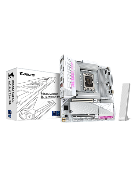 Gigabyte B860M AORUS ELITE WIFI6E ICE LGA1851 plokštė – su pakuote