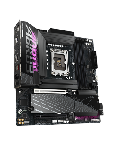 Gigabyte B860M AORUS ELITE WIFI6E LGA1851 plokštė – vaizdas kampu