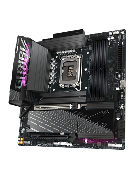 Gigabyte B860M AORUS ELITE WIFI6E LGA1851 plokštė – vaizdas kampu, kitas