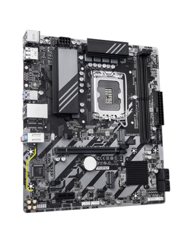 Gigabyte B860M E LGA1851 Micro-ATX pagrindinė plokštė – vaizdas kampu