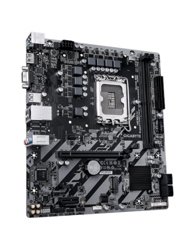 Gigabyte H810M H LGA1851 Micro-ATX pagrindinė plokštė – vaizdas kampu