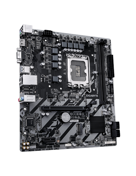 Gigabyte H810M H LGA1851 Micro-ATX pagrindinė plokštė – vaizdas kampu