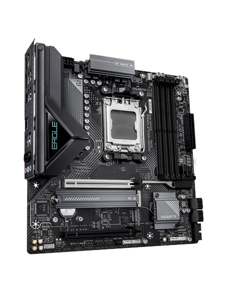 Gigabyte B850M EAGLE WIFI6E AM5 pagrindinė plokštė – vaizdas kampu