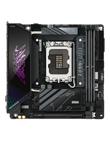 Gigabyte Z890I AORUS ULTRA LGA1851 Mini-ITX pagrindinė plokštė – vaizdas iš viršaus