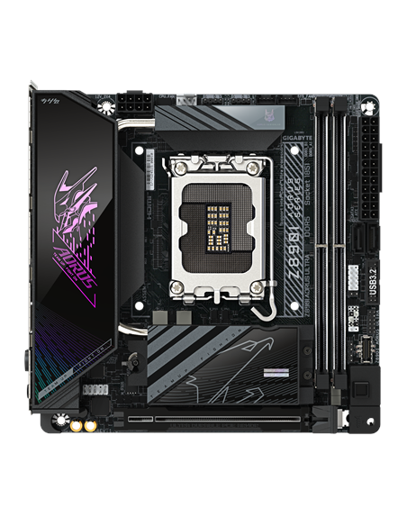Gigabyte Z890I AORUS ULTRA LGA1851 Mini-ITX pagrindinė plokštė – vaizdas iš viršaus