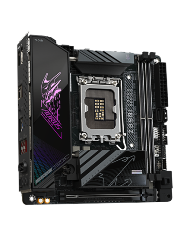 Gigabyte Z890I AORUS ULTRA LGA1851 Mini-ITX pagrindinė plokštė – vaizdas kampu