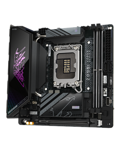 Gigabyte Z890I AORUS ULTRA LGA1851 Mini-ITX pagrindinė plokštė – vaizdas kampu, kitas