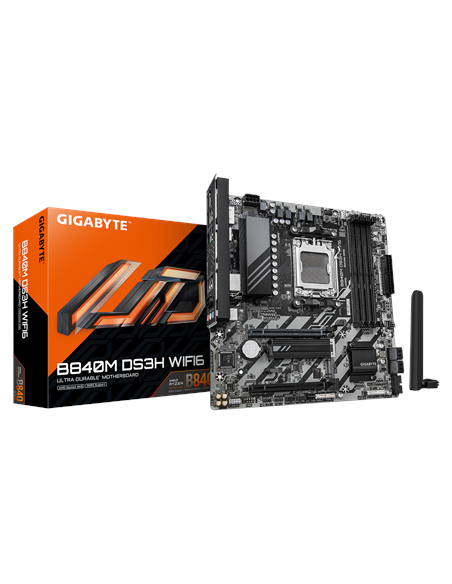 Gigabyte B840M DS3H WIFI6 AM5 Micro-ATX pagrindinė plokštė – su pakuote