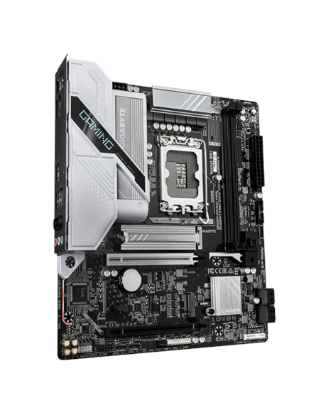 Gigabyte B860M GAMING WIFI6 LGA1851 Micro-ATX pagrindinė plokštė – vaizdas kampu