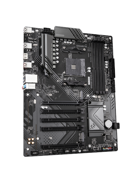 Gigabyte B550 EAGLE AM4 ATX pagrindinė plokštė – vaizdas kampu