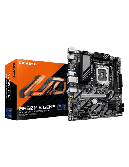 Gigabyte B860M E GEN5 LGA1851 Micro-ATX pagrindinė plokštė – su pakuote