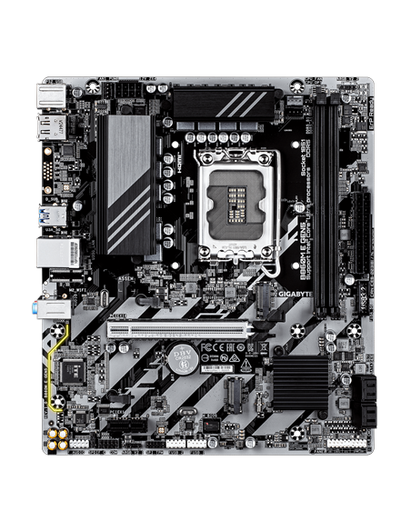 Gigabyte B860M E GEN5 LGA1851 Micro-ATX pagrindinė plokštė – vaizdas iš viršaus