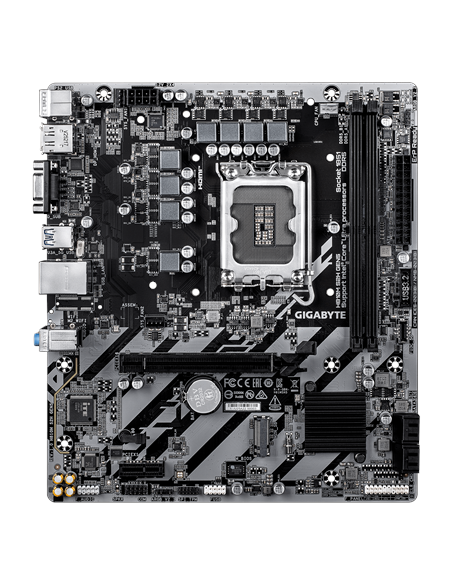 Gigabyte H810M S2H GEN5 LGA1851 Micro-ATX pagrindinė plokštė – vaizdas iš viršaus, didesnis kitas