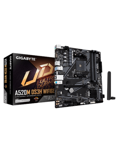 Gigabyte A520M DS3H WIFI6E AM4 Micro-ATX pagrindinė plokštė – su pakuote