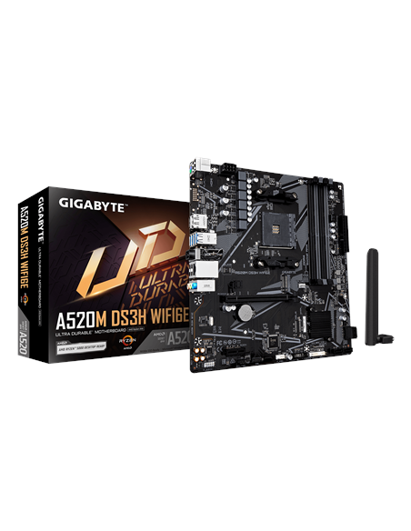 Gigabyte A520M DS3H WIFI6E AM4 Micro-ATX pagrindinė plokštė – su pakuote