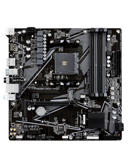 Gigabyte A520M DS3H WIFI6E AM4 Micro-ATX pagrindinė plokštė – vaizdas iš viršaus