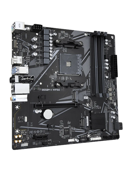 Gigabyte B550M K WIFI6E AM4 Micro-ATX pagrindinė plokštė – vaizdas iš viršaus
