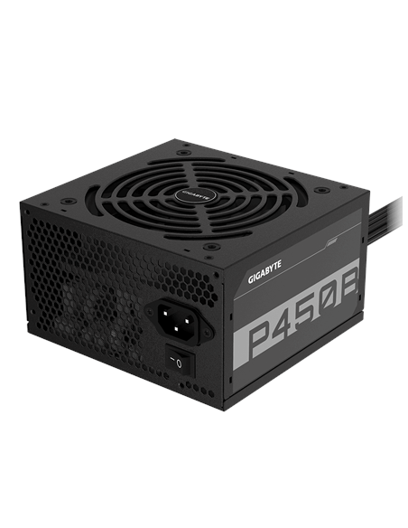 Gigabyte P450B maitinimo blokas – ventiliatoriaus pusė kampu