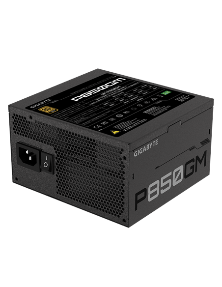 Gigabyte P850GM maitinimo blokas – galinė pusė kampu