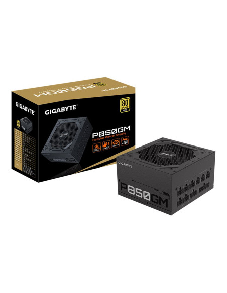 Gigabyte P850GM maitinimo blokas – pakuotė ir maitinimo blokas