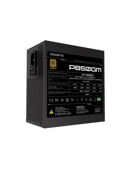Gigabyte P850GM maitinimo blokas – šonas su specifikacijų lipduku (2)