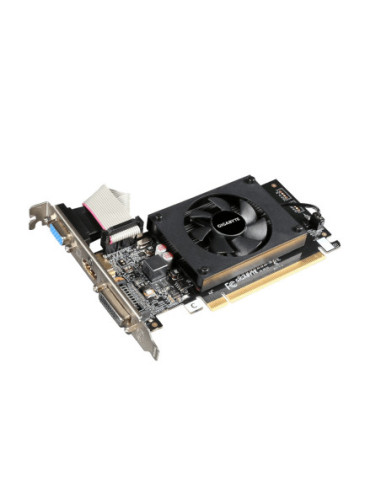 Gigabyte GT 710 Low Profile 2G vaizdo plokštė – vaizdas kampu iš priekio