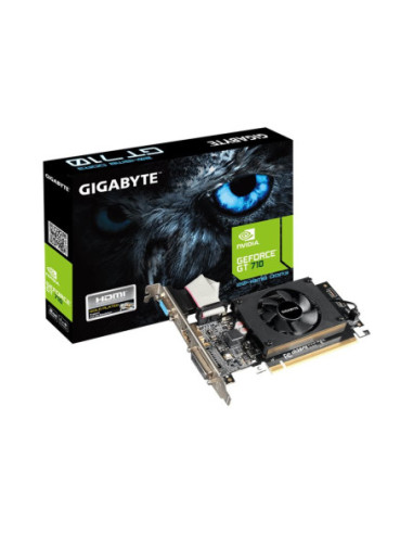 Gigabyte GT 710 Low Profile 2G vaizdo plokštė – pakuotė ir vaizdo plokštė (2)