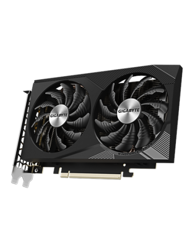 Gigabyte RTX 3050 WINDFORCE OC V2 8G vaizdo plokštė – vaizdas kampu iš priekio (2)
