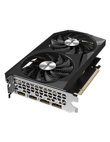 Gigabyte RTX 3050 WINDFORCE OC V2 8G vaizdo plokštė – vaizdas kampu iš viršaus