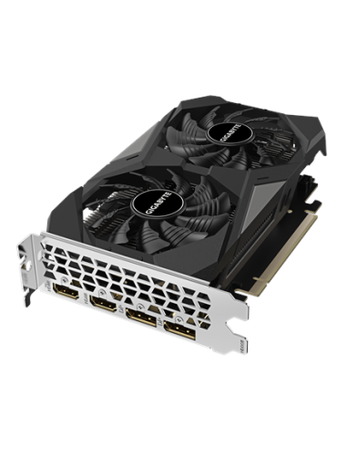 Gigabyte RTX 3050 WINDFORCE OC V2 6G vaizdo plokštė – vaizdas kampu iš viršaus