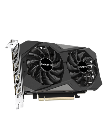 Gigabyte RTX 3050 WINDFORCE OC V2 6G vaizdo plokštė – vaizdas kampu iš priekio