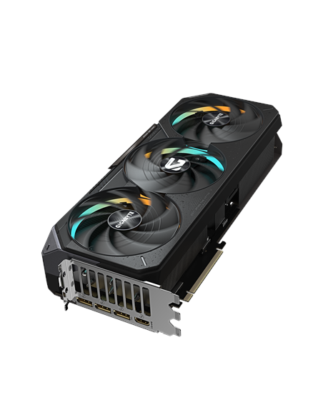 Gigabyte RTX 5070 Ti GAMING OC 16G vaizdo plokštė – vaizdas kampu iš viršaus