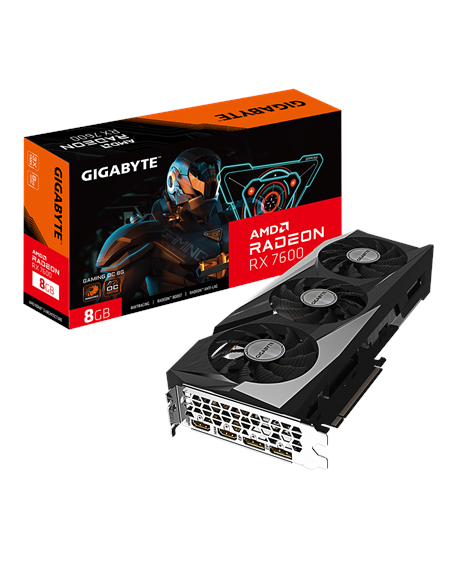 Gigabyte RX 7600 GAMING OC 8G GDDR6 vaizdo plokštė – su pakuote