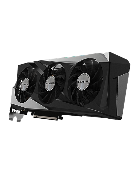 Gigabyte RX 7600 GAMING OC 8G GDDR6 vaizdo plokštė – vaizdas kampu iš kitos pusės