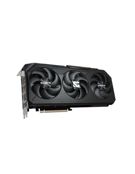 Gigabyte RX 9070 GAMING OC 16G GDDR6 vaizdo plokštė – vaizdas kampu iš kitos pusės