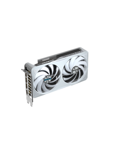 Gigabyte RTX 5060 Ti EAGLE OC ICE 8G GDDR7 balta vaizdo plokštė – vaizdas kampu iš kitos pusės
