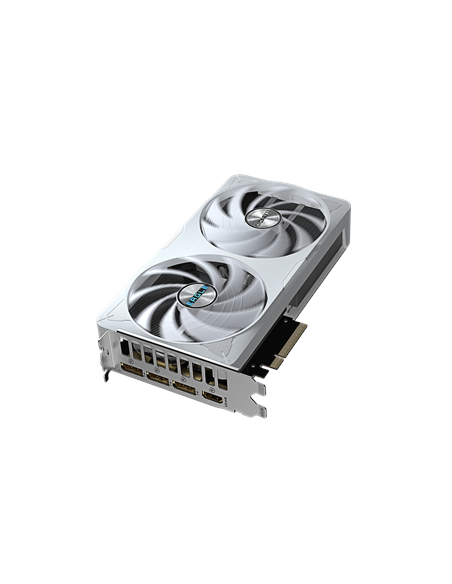 Gigabyte RTX 5060 Ti EAGLE OC ICE 8G GDDR7 balta vaizdo plokštė – vaizdas kampu iš viršaus