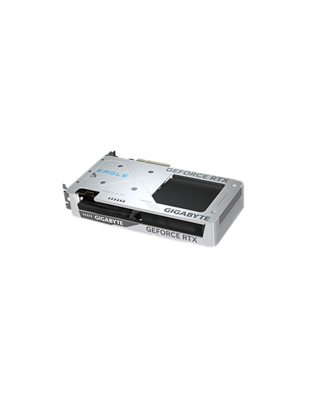 Gigabyte RTX 5060 Ti EAGLE OC ICE 8G GDDR7 balta vaizdo plokštė – galinė plokštė kampu