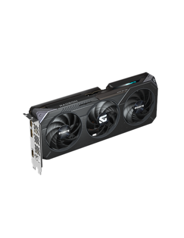 Gigabyte RX 9060 XT GAMING OC 16G GDDR6 vaizdo plokštė – vaizdas kampu iš kitos pusės