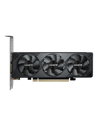 Gigabyte RTX 5060 OC Low Profile 8G GDDR7 vaizdo plokštė – vaizdas iš priekio su laikikliu