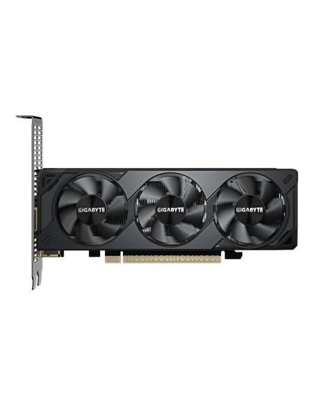 Gigabyte RTX 5060 OC Low Profile 8G GDDR7 vaizdo plokštė – vaizdas iš priekio su laikikliu
